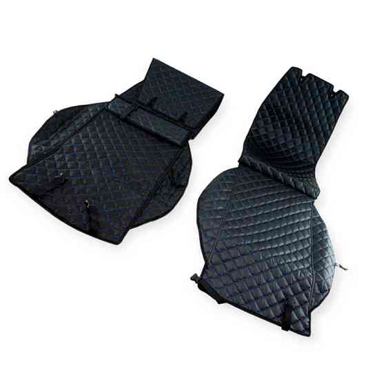 Накидки сиденье черная (2шт) кожзам ромб, синяя нить на Мукачево