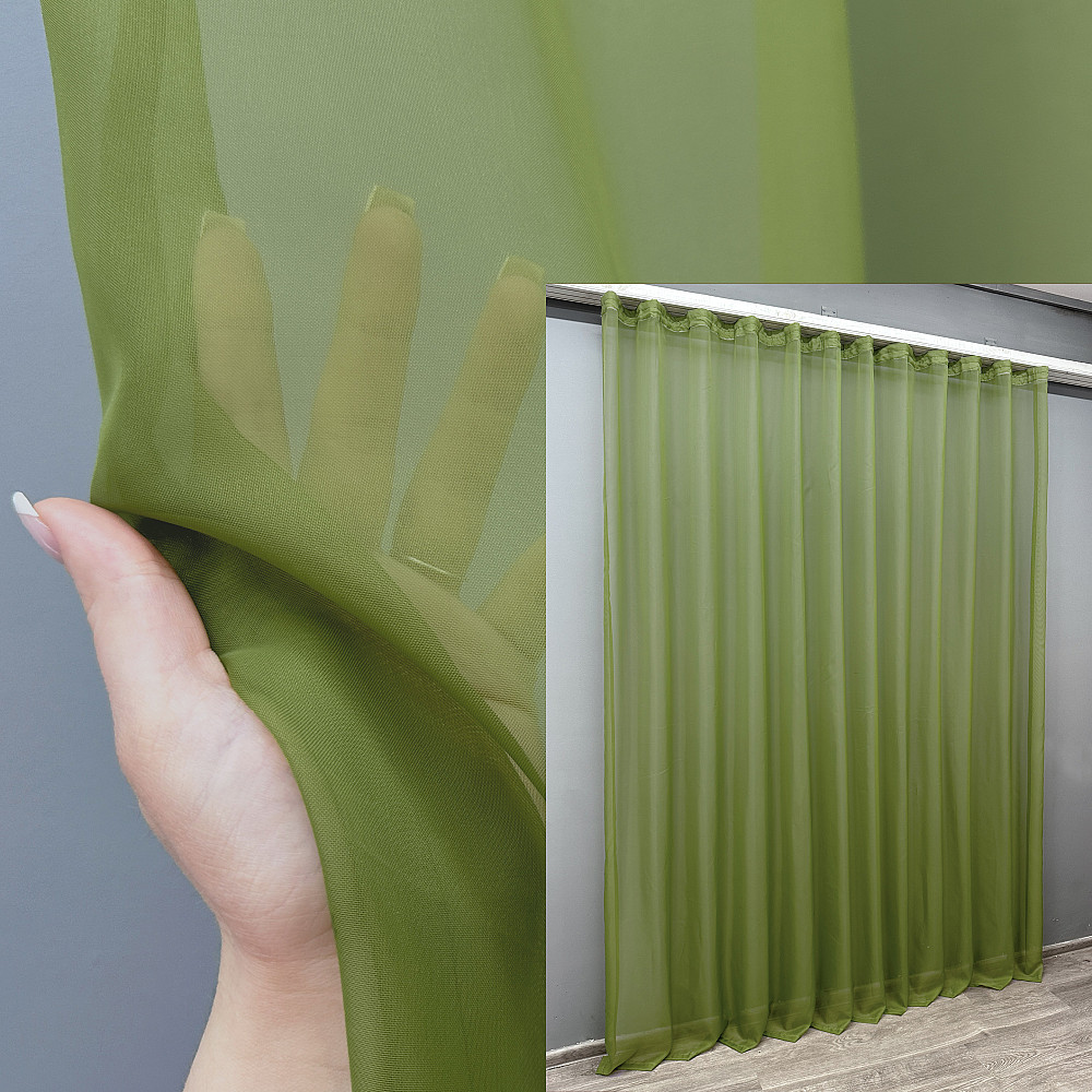 Тюль VR-Textil н115 Шифон однотонний Оливковий 300х270 см (41-066) Киев - изображение 1