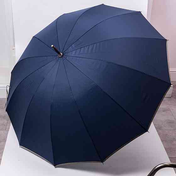 Класична парасолька-тростина з чохлом напівавтомат з поліестеру міцна надійна 12 спиць діаметр 120 см Сірий HP-23-16G Київ