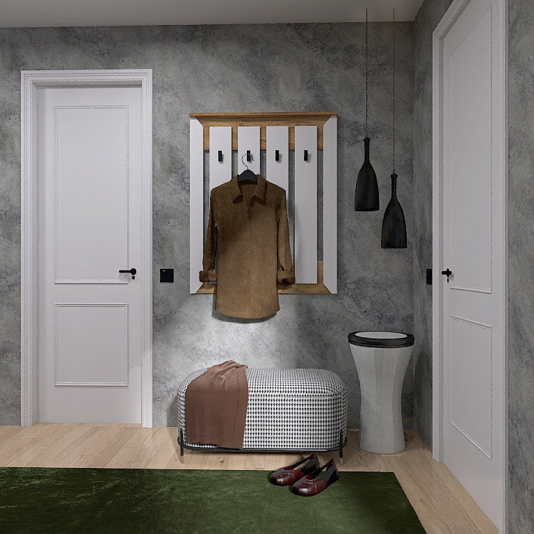 Вешалка настенная Эверест Нордик-900 90х6х110 см Белый + Дуб крафт золотой (DTM-5517) Львов - изображение 2