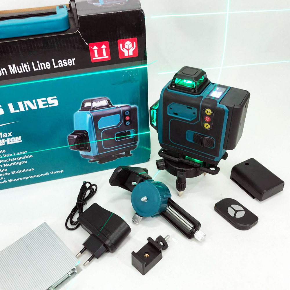 Уровень лазерный линейный нивелир аккумуляторный Laser 4D, 16 линий, рабочее растояние 30м, в чемодане XZ-85 Львов - изображение 8