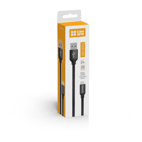 Кабель USB Lightning ColorWay CW-CBUL007-BK 2,4A 2м чорний Житомир