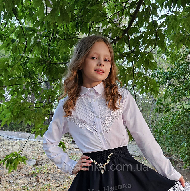 Красивая школьная блузка с длинным рукавом 128-158 Кривой Рог - изображение 1