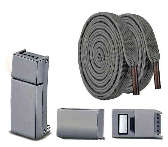 Еластичні шнурки без зав'язок з магнітними застібками Темно-сірий Сміла