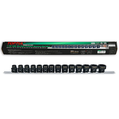 Набір головок ударних низькопрофільних із 6-г. хвостовиком 1/2" 10-24 мм 14ед. TOPTUL GDBU1402 Одеса - фото 1