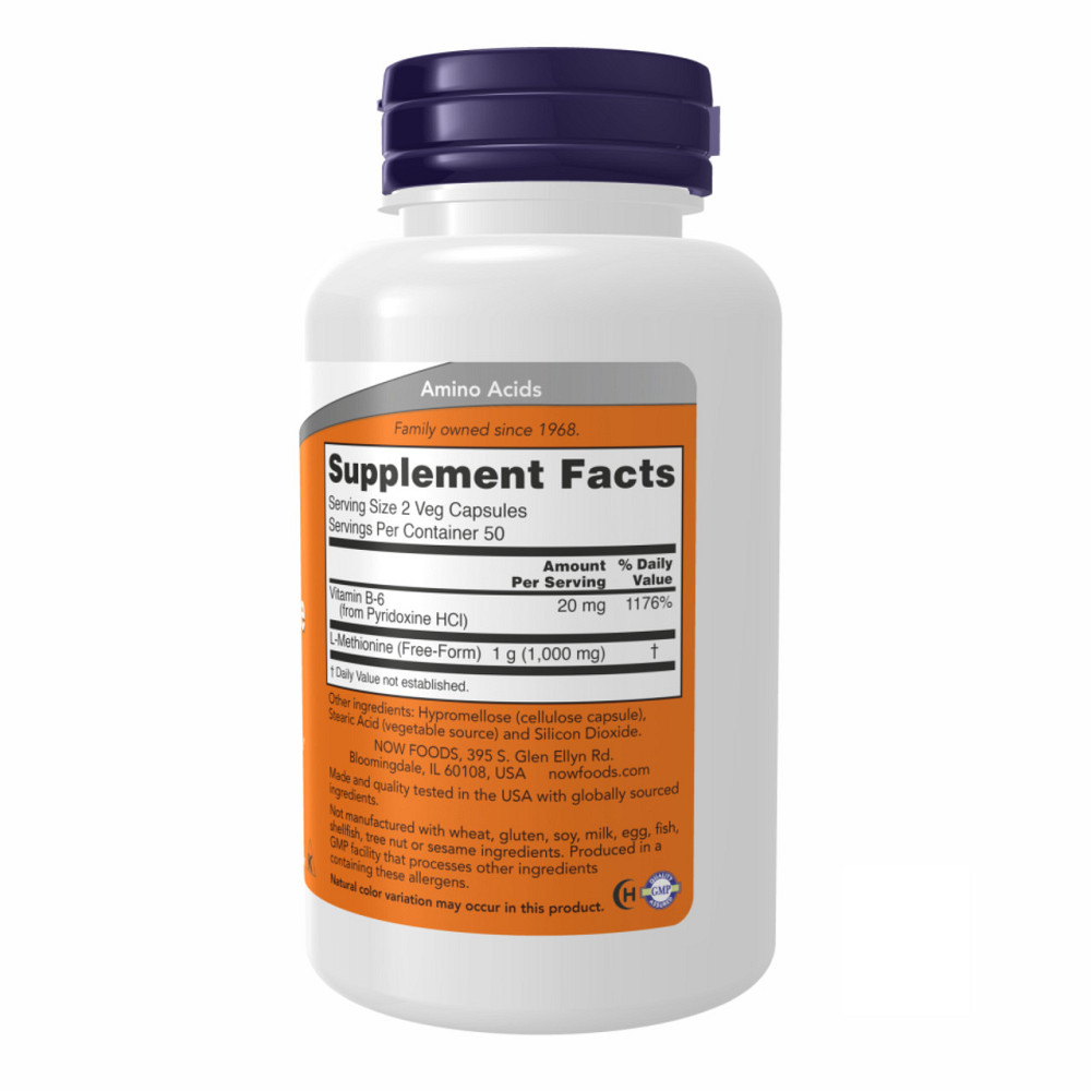 L-Метионин Now Foods L-METHIONINE 500mg 100 caps Киев - изображение 2