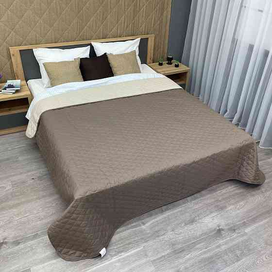 Покривало двостороннє Decorator Microfiber ромб 180х215 см капучино з бежевим (85-015) Київ