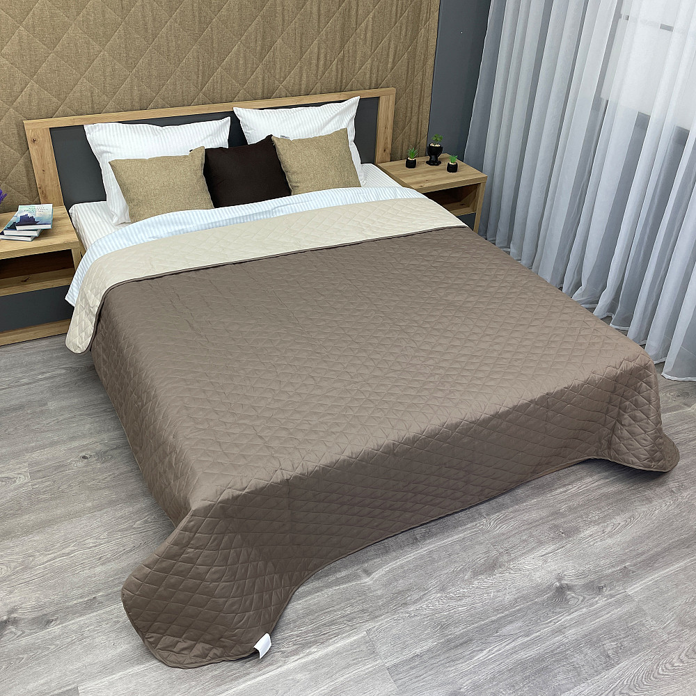 Покрывало двустороннее Decorator Microfiber ромб 180х215 см капучино с бежевым (85-015) Киев - изображение 1