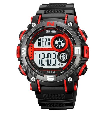 Чоловічий наручний кварцовий годинник Skmei 1887 (Чорний з червоним) Вінниця