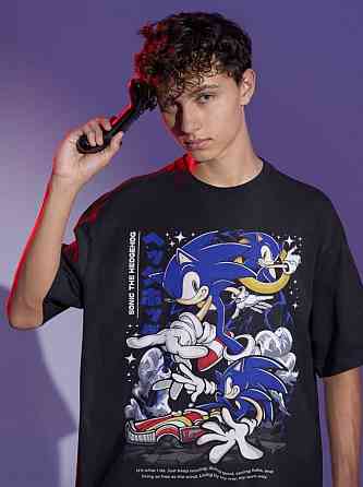 Футболка для хлопчика з аніме принтом Схадов Хедгехог Хероес Сонік оверсайз (зріст від 165 до 180) Чорний AnimeJ1198m Дніпро