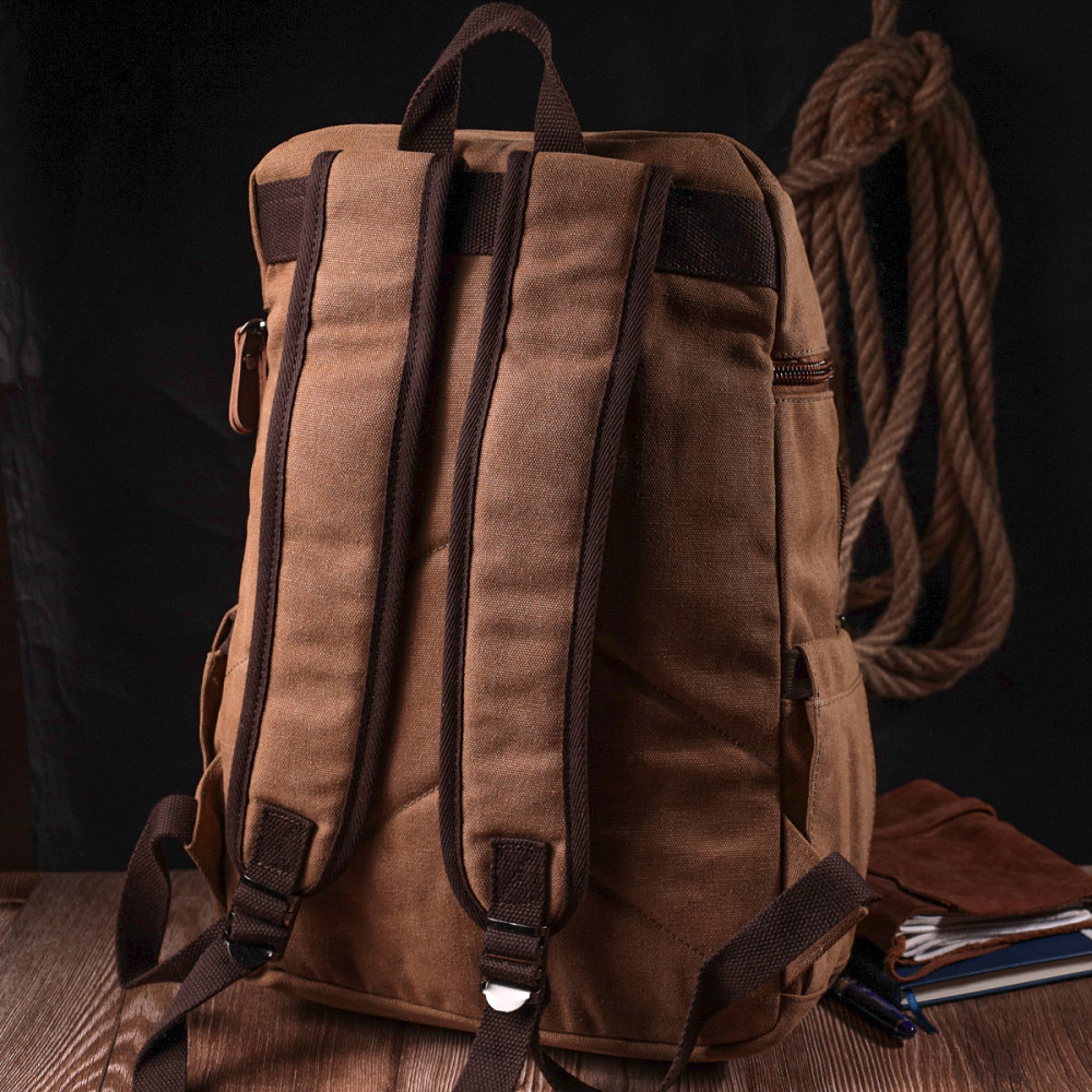Текстильний рюкзак з кишенею для ноутбука Vintage sale_15075 Пісочний Київ - фото 7