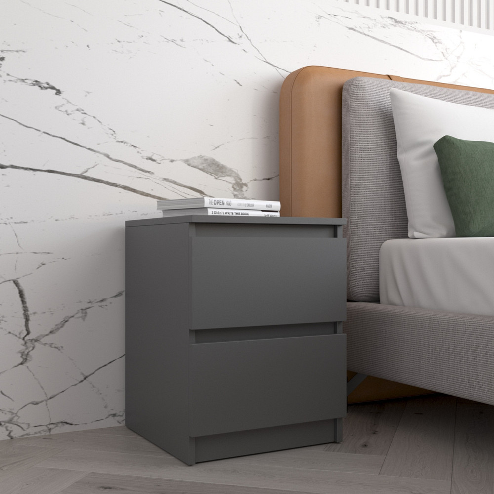 Прикроватная тумба VAYS R-5 Антрацит, 2 ящика без ручек, ЛДСП 40×40×53 см – тумба в спальню Львов - изображение 2