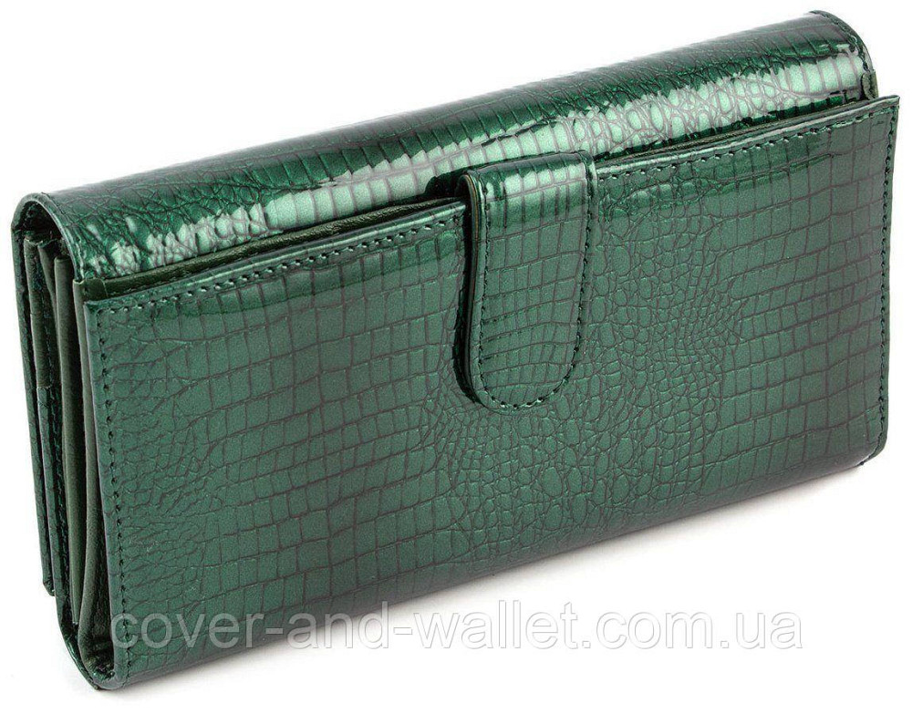 Зеленый лаковый женский кошелек на магнитной фиксации на много карточек Marco Coverna MC 403-2480 Киев - изображение 7