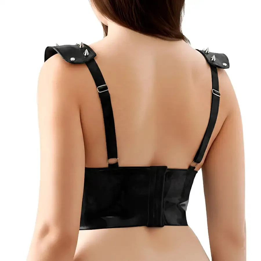 Ліф з шипами Art of Sex - Mistress, чорний з ефектом мокрого оксамиту, розмір M Львів - фото 2