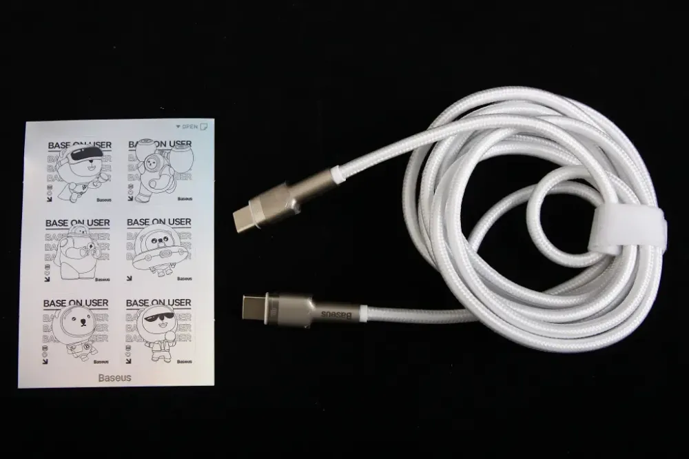 Кабель Type-C - Type-C 100 Вт 2.0м Baseus Cafule нейлоновий круглий білий/сібрал. Вінниця - фото 1