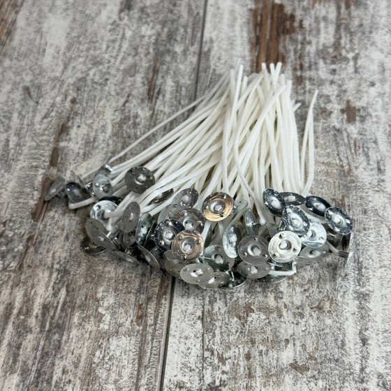 Фітиль вощений для свічок 10 см, з тримачем, 100 шт, для виготовлення свічок, DIY Київ