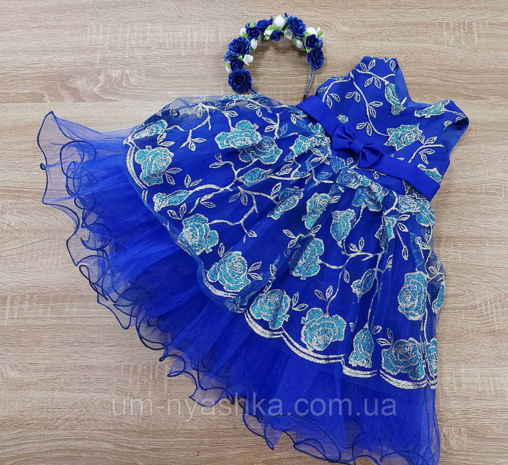 Нарядное синее платье с цветами Кривой Рог - изображение 3
