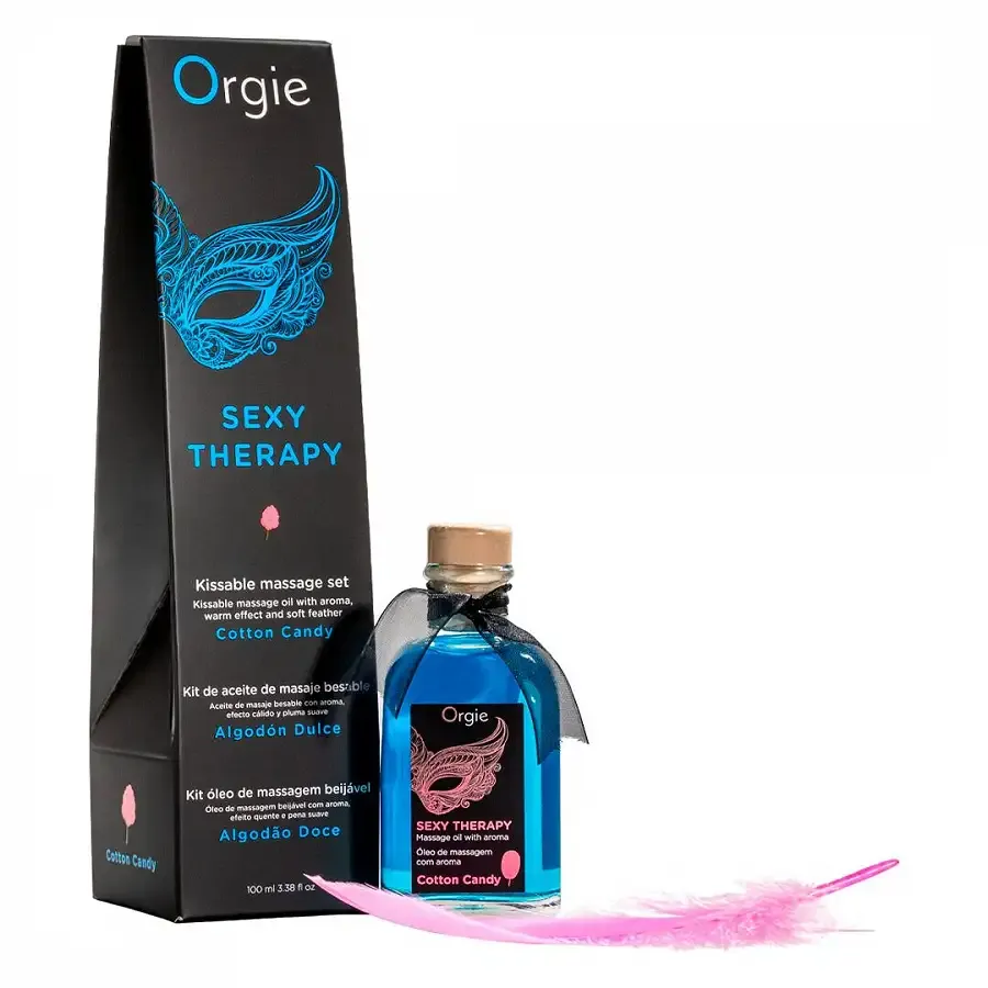 Набір для масажу Orgie – Sexy Therapy Cotton Candy (100 мл), їстівна розігрівальна олія + пір’їнка Львів - фото 1