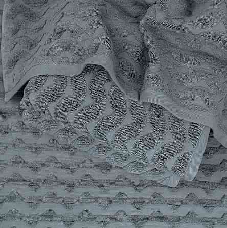 Комплект махрових рушників Жакардових Хвиля 2шт GM Textile 50х90см, 70х140см 500г/м2 (Сірий) Суми