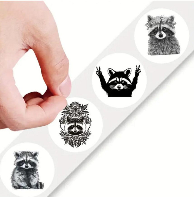 Набор виниловых черно-белых водонепроницаемых наклеек с энотами (8 узоров, 500 шт.) Киев - изображение 4