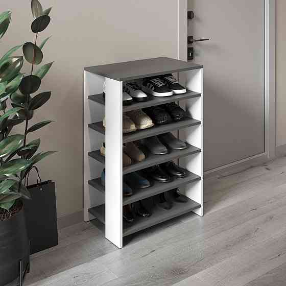 Тумба для взуття VAYS, взуттєва полиця M-36 Антрацит-Білий Львів