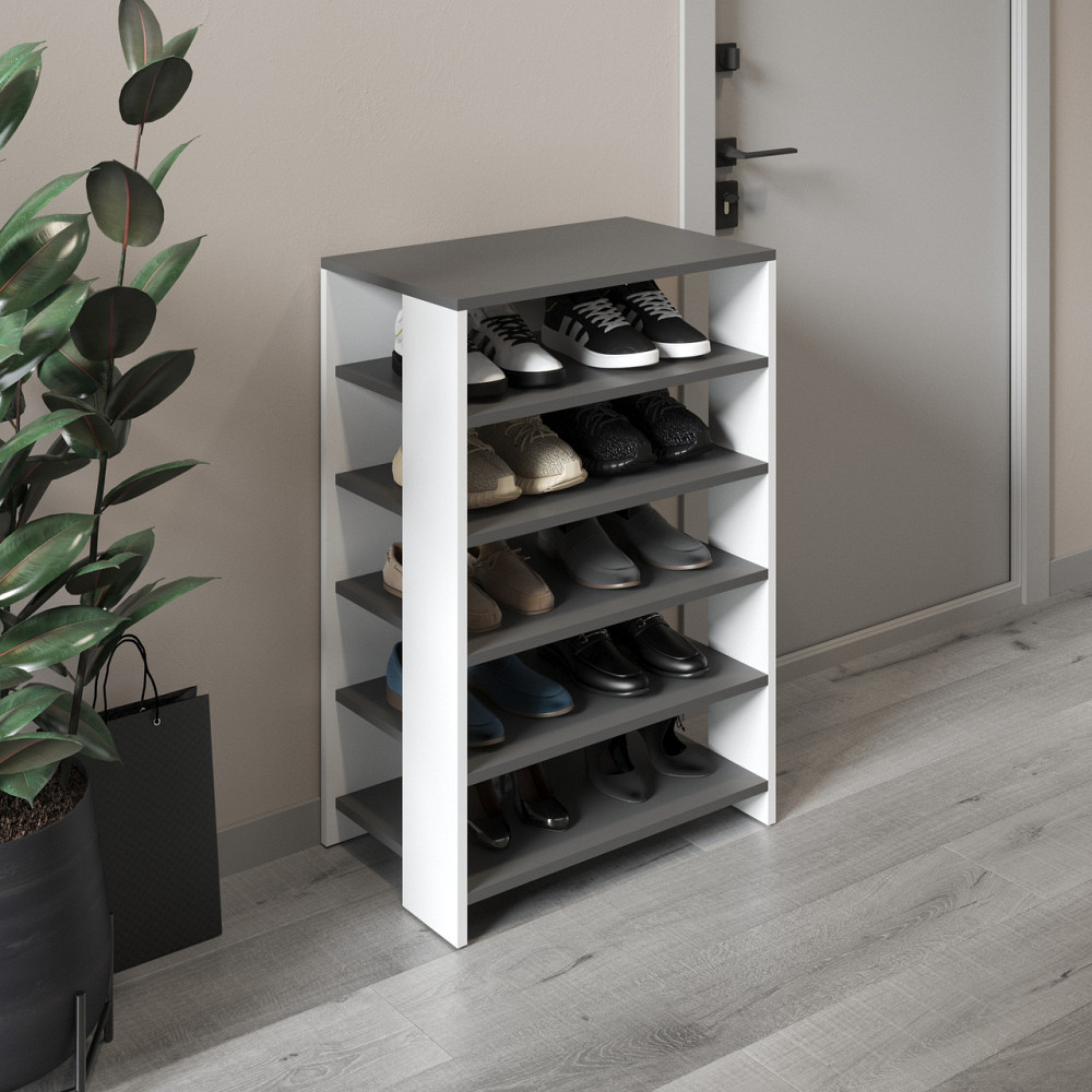 Тумба для взуття VAYS, взуттєва полиця M-36 Антрацит-Білий Львів - фото 1
