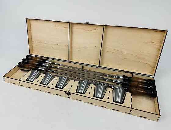 Подарунковий набір шампурів в дерев'яному кейсі (Вуд з чарками) HAPPY DAYS Тернопіль