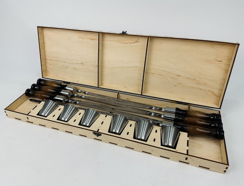 Подарунковий набір шампурів в дерев'яному кейсі (Вуд з чарками) HAPPY DAYS Тернопіль - фото 2