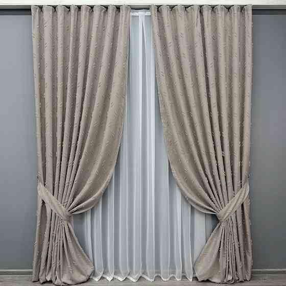 Комплект штор VR-Textil Льон Букле № 1884ш Тауп 150х290 см 2 шт (33-0912) Київ