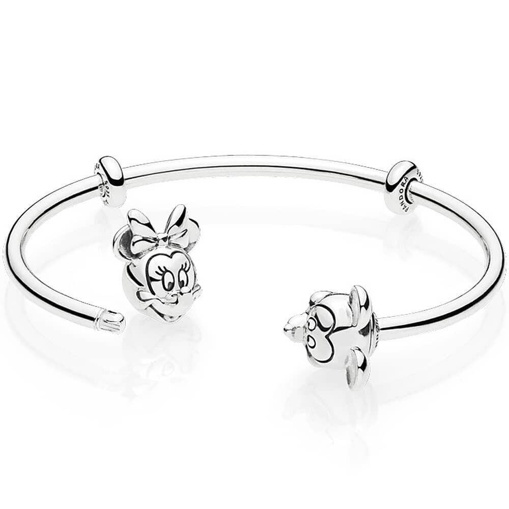 Срібний браслет для намистин Пандора -бангл відкритий "Міккі і Мінні" 597494 17,5 MasterSem Київ - фото 1