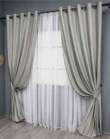 Комплект штор на люверсах VR-Textil Оксамит № 1657ш Сатин 150х280 см 2 шт (37-0231) Киев