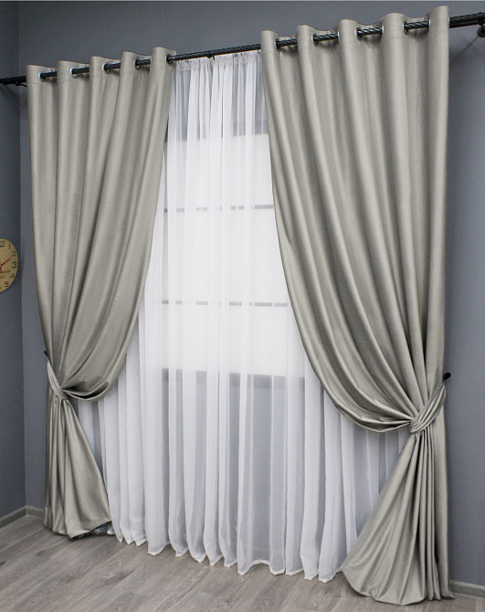 Комплект штор на люверсах VR-Textil Оксамит № 1657ш Сатин 150х280 см 2 шт (37-0231) Киев - изображение 3