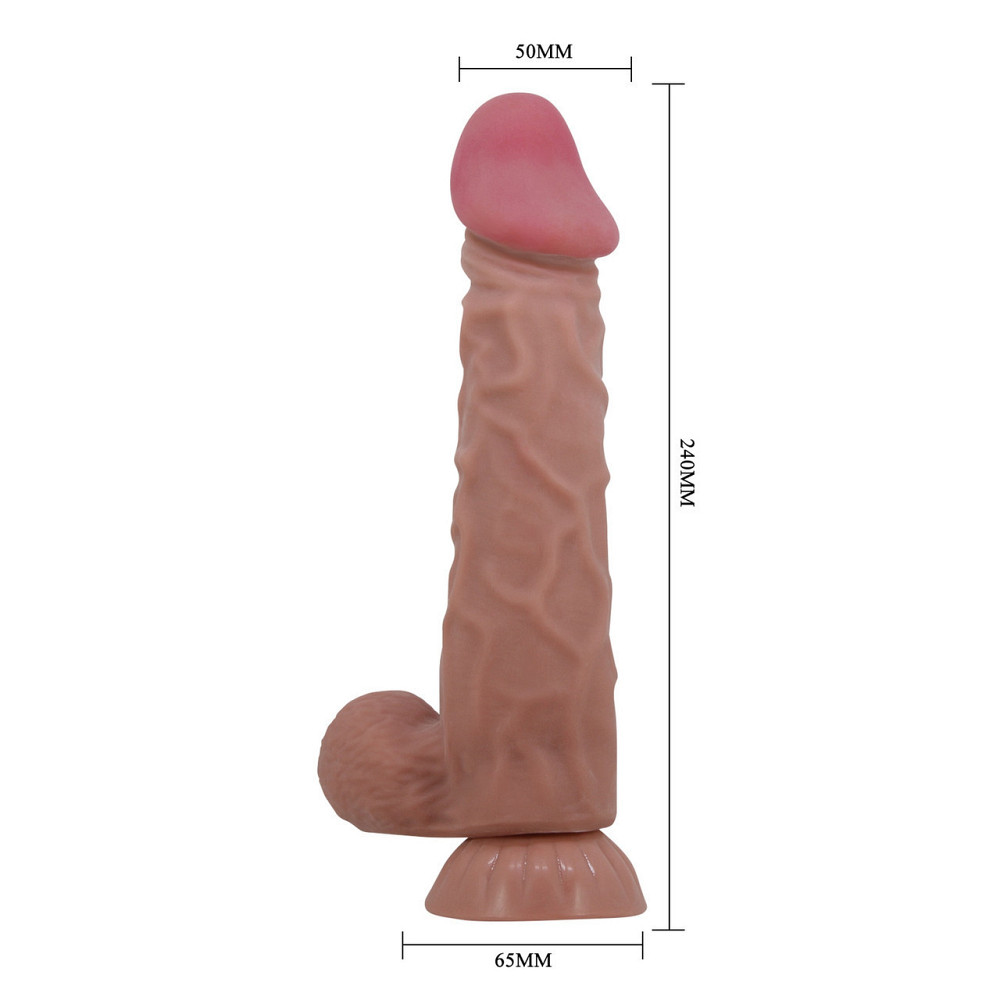 Фалоімітатор з мошонкою BAILE Sliding Skin 9,4'' Flesh Bendable Suction base TPR Sex Aura Київ - фото 3