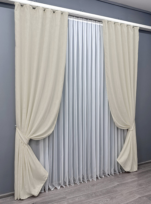 Комплект готових штор VR-Textil Жакард Sultan № 870ш Кремовий 100х270 см 2 шт (31-282) Київ - фото 3