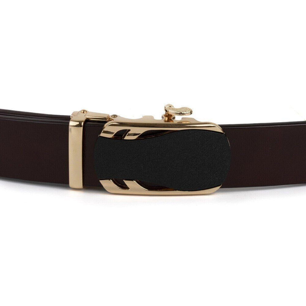 Ремінь чоловічий з золотистою пряжкою автомат Vintage 20323 Коричневий Київ - фото 6