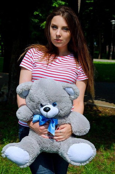 Плюшевий ведмедик М'яка іграшка Томии 65 см Сірий Тернопіль - фото 1