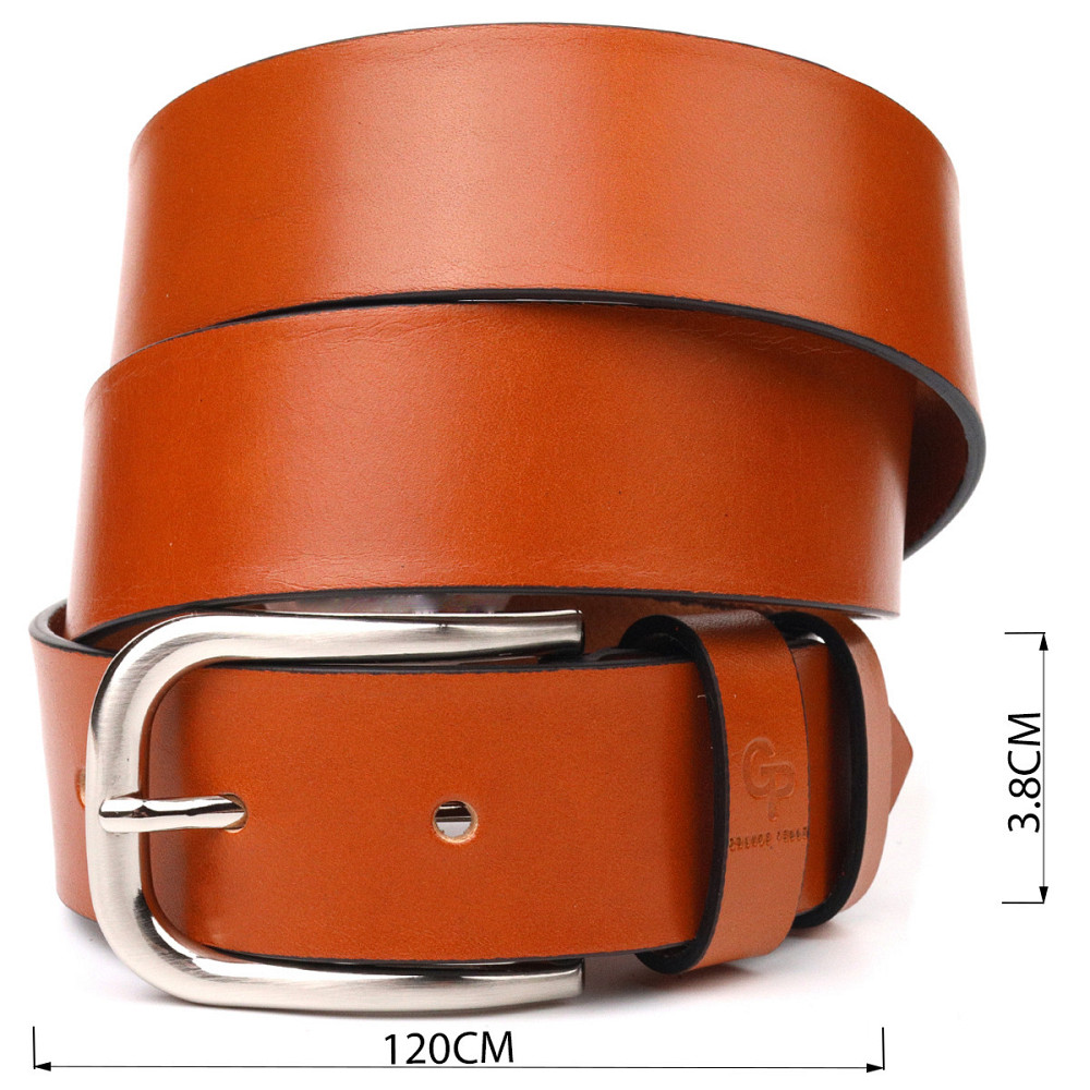 Качественный ремень для мужчин из натуральной кожи Grande Pelle 21472 Рыжий Киев - изображение 3