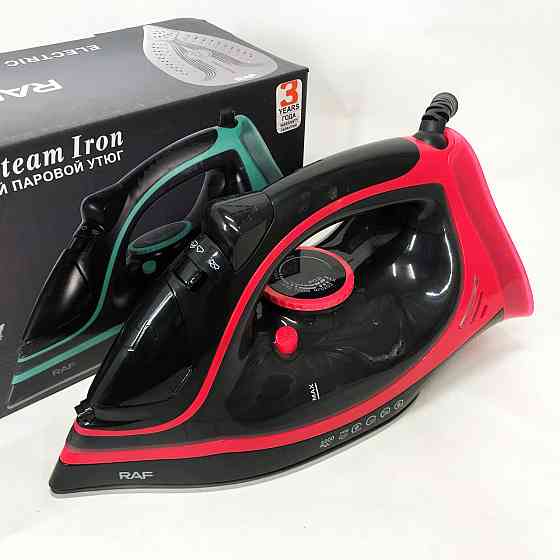 Праска парова RAF R.1250 з керамічною підошвою та функцією самоочищення 2200 Вт. EO-457 Колір: червоний Київ