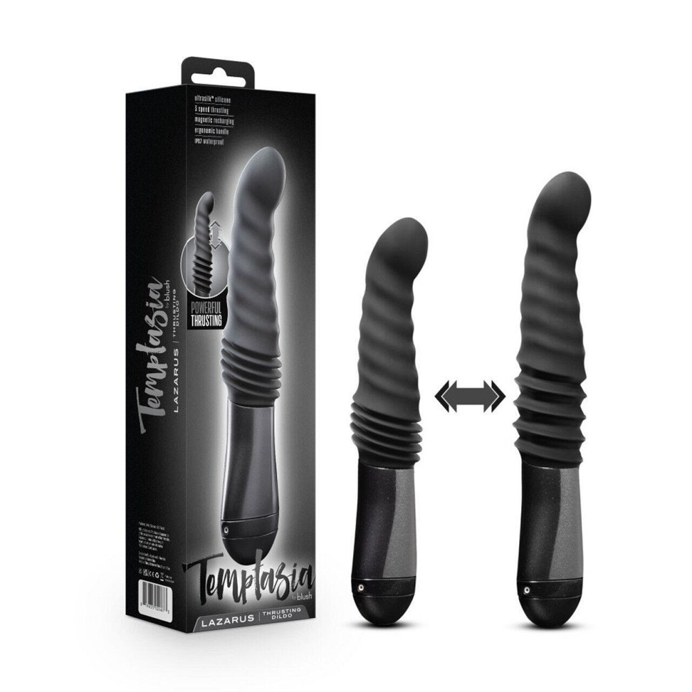 Пульсатор Blush Temptasia – Lazarus Thrusting Dildo – Black, ребристый ствол, 3 скорости Sex Aura Киев - изображение 7