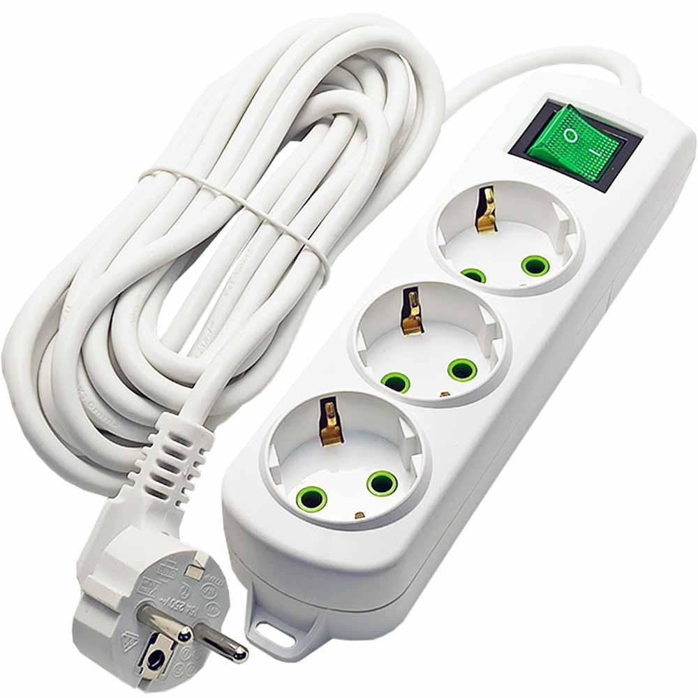 Подовжувач LETITIA із заземленням 3 входів 2 метри з вимикачем Lezard Харків - фото 1