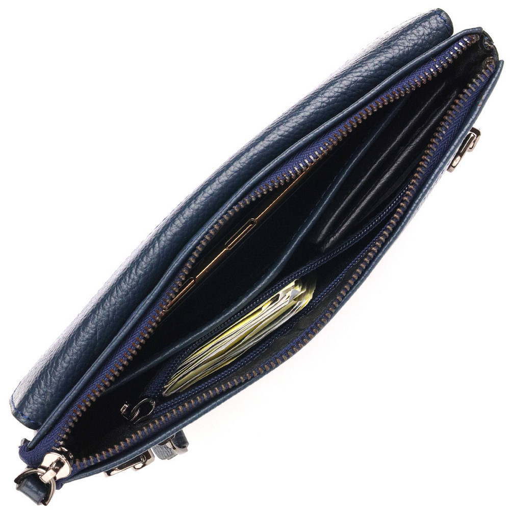 Мужской вместительный клатч из натуральной кожи Синий (CANPELLINI) Киев - изображение 1