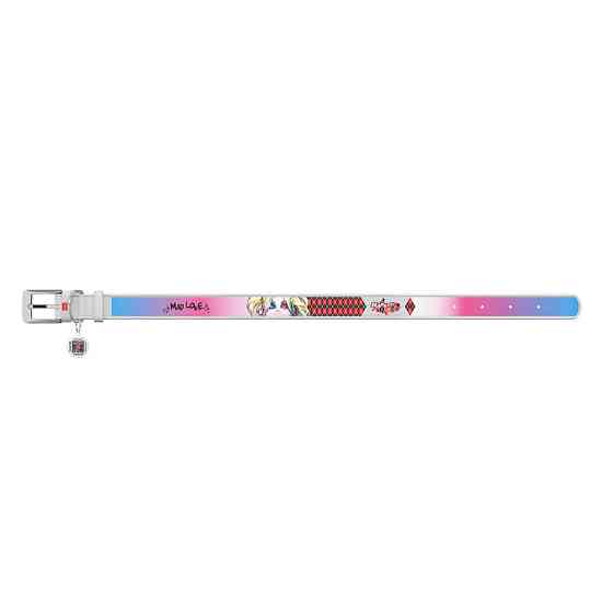 Нашийник для собак шкіряний WAUDOG Design з QR-паспортом, малюнок "Харлі Квінн", Ш 20 мм, Д 29-38 см білий Вінниця