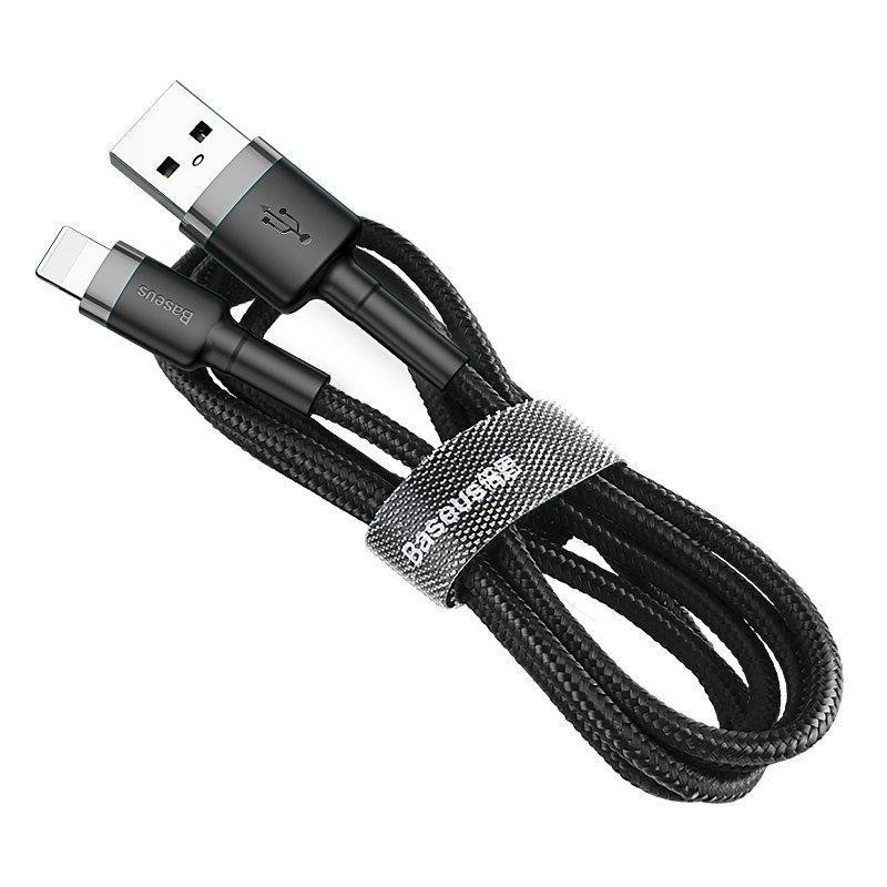 Кабель Baseus Cafule Cable USB For Lightning 2.4A 0.5m Gray+Black Одеса - фото 1