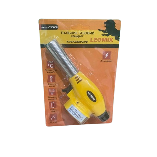 Пальник газовий з керамічним соплом та п'єзо d22мм*170мм LEOMIX Житомир - изображение 1