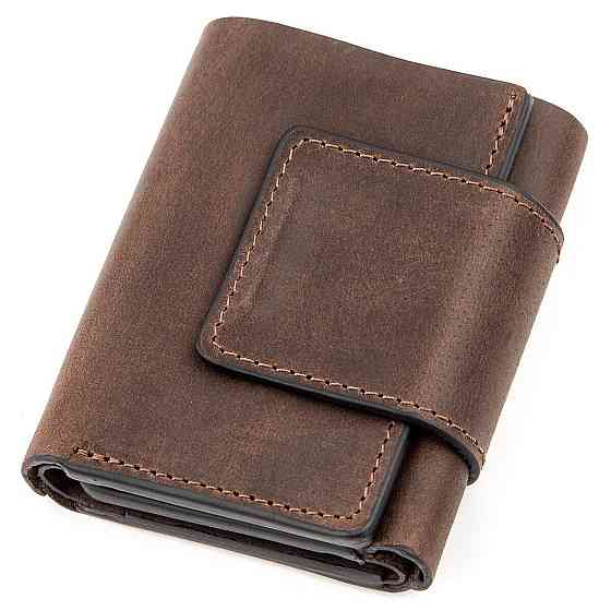 Строгое портмоне унисекс в винтажном стиле GRANDE PELLE 11151 Коричневое Киев