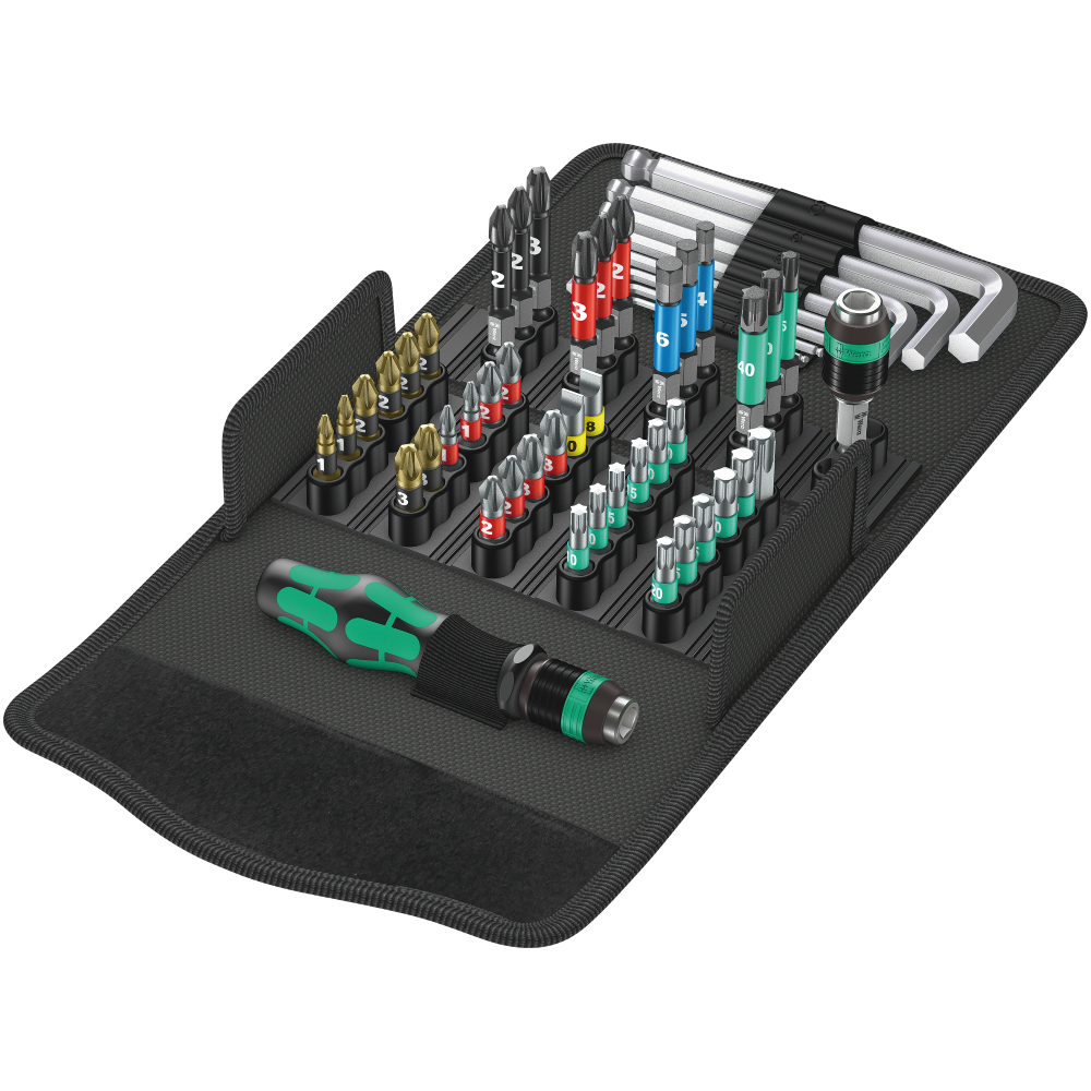 Викрутка Wera набір 52шт, бітотримач 1/4'',30 біт PH,PZ,HEX,SL,12 ударних біт 50мм, ключі Г-подібні 1.5-8мм, 05057460001 Одеса - фото 1