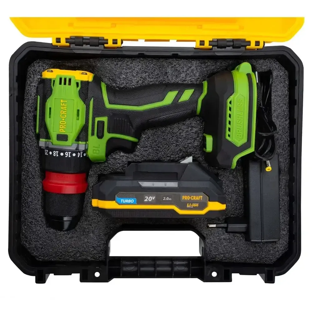 Акумуляторний шуруповерт Procraft 20 В безщітковий 1 АКБ 2 А·год та зарядкою у кейсі, Шурупокрут PA18Pro DFR Львів - фото 6