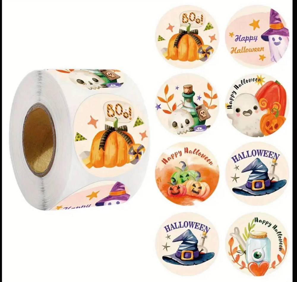 Набір круглих стікерів Halloween – 500 шт Київ - фото 1