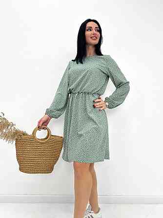 Женское платье в горошек с длинными рукавом Virginia батал 50-52, Фисташковый Киев