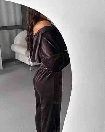 Женский плюшевый прогулочный костюм двойка: кофта и штаны турецкий велюр Шоколадный, 46/48 Одесса